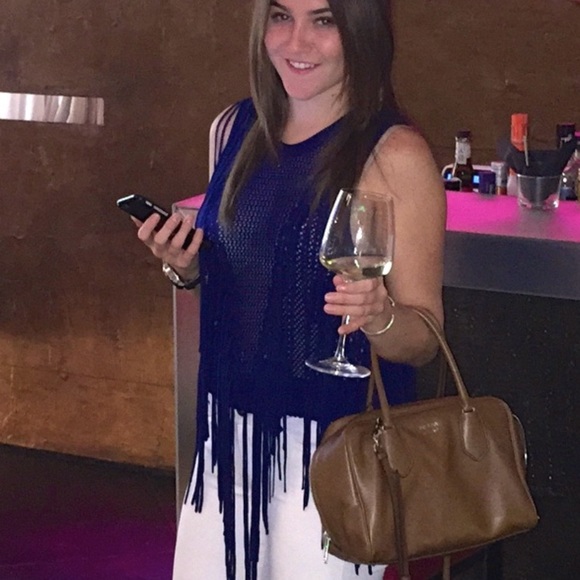 Perfect condition! RONNY KOBO Ranja Navy Blue Fringe Top Size XS - Picture 5 of 5